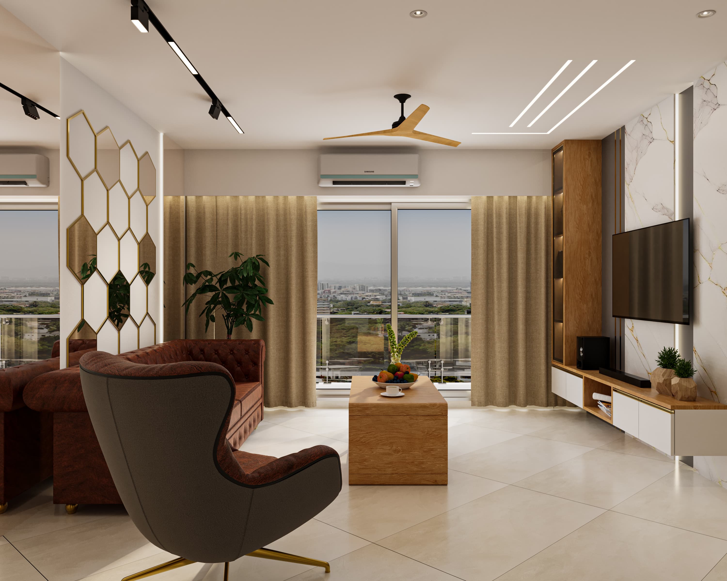 Modern office hallway